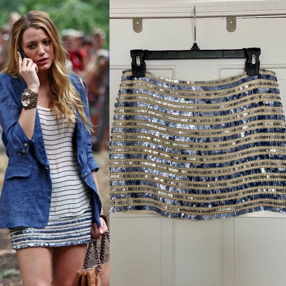 Gryphon Striped Sequin Skirt - Medium - Picture 1 of 6